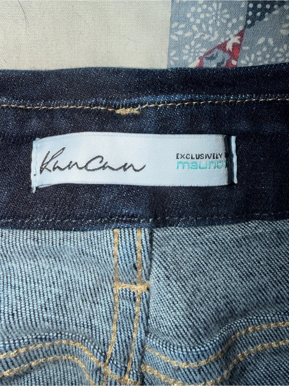 KanCan Light Blue and Dark Blue Two-Tone Flare Jeans